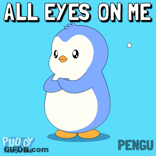 Penguin Saying All Eyes On Me GIF