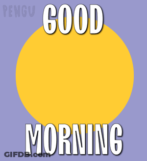 Penguin Saying Good Morning With Yellow Sun GIF