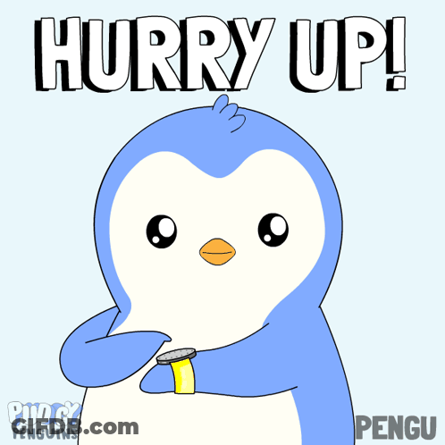 Penguin Saying Hurry Up GIF