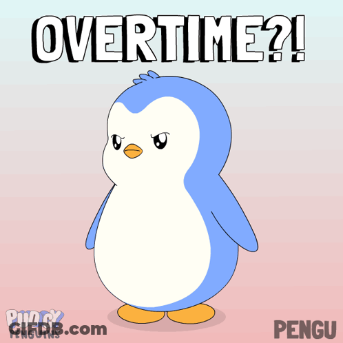 Penguin Saying Overtime GIF