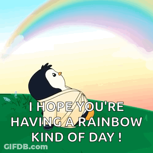 Penguin Says I Hope You're Having A Rainbow GIF