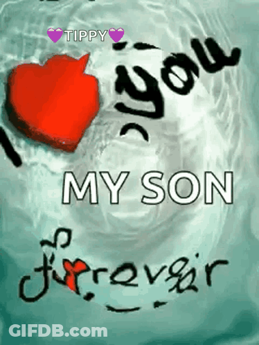 Penguin Says I Love You Son In White Letters GIF