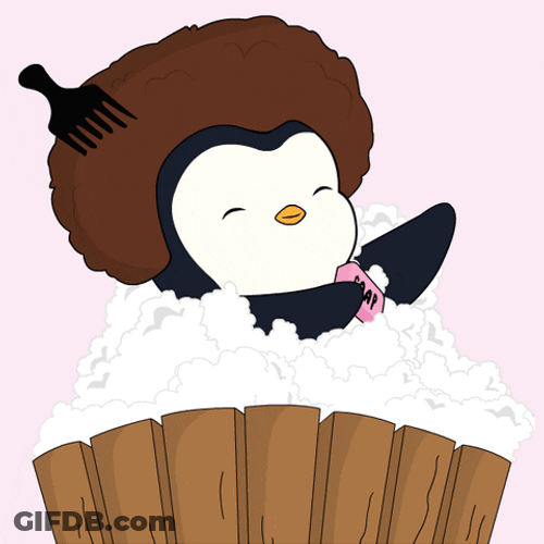 Penguin Scrubs During Bubble Bath GIF
