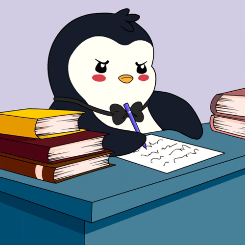 Penguin Serious Doing Homework GIF