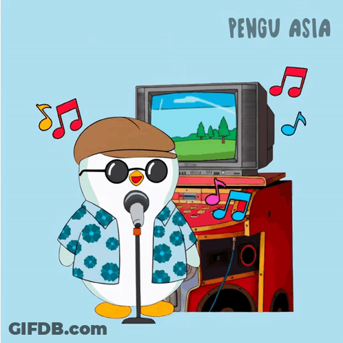 Penguin Singing Into Microphone With Pengu Asia GIF