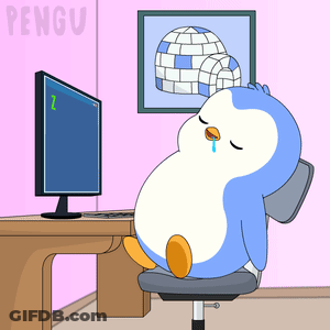 Penguin Sitting At Computer With Z GIF