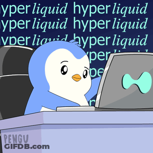 Penguin Sitting At Desk With Hyper Liquid GIF