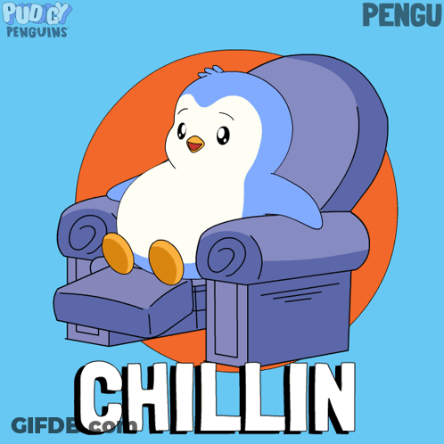 Penguin Sitting In Chair With Chillin GIF