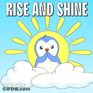 Penguin Sitting On Cloud Rise And Shine GIF