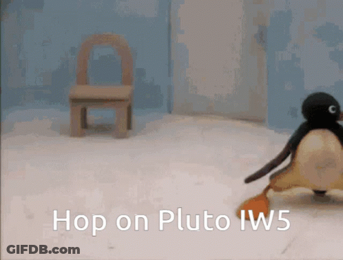 Penguin Sitting On Floor Hop On Pluto Iw5 GIF
