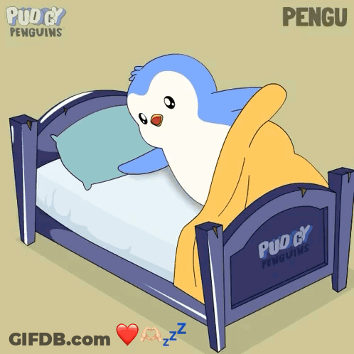 Penguin Sleeping In Bed Puddy Penguins GIF
