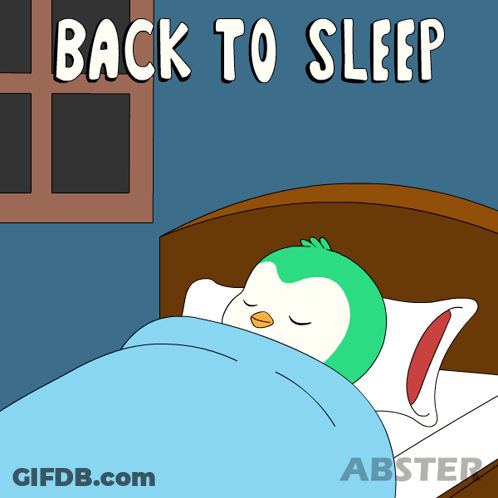 Penguin Sleeping In Bed Saying Back To Sleep GIF