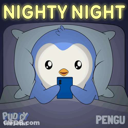 Penguin Sleeping In Front Of Computer With Word Pengu GIF