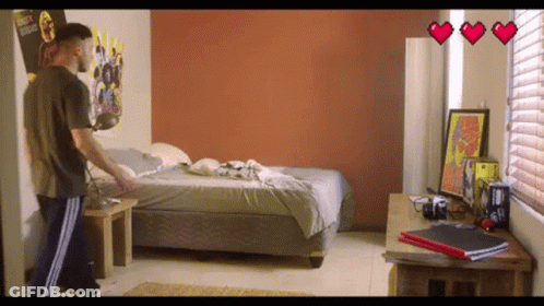 Penguin Sleeping On Bed With Abstep Logo GIF