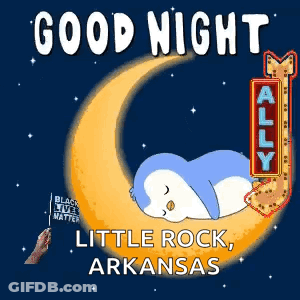 Penguin Sleeping On Crescent Moon GIF
