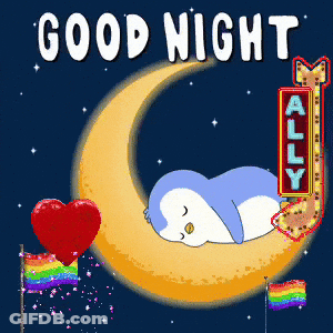 Penguin Sleeping On Crescent Moon GIF