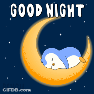 Penguin Sleeping On Crescent Moon Good Night GIF