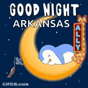 Penguin Sleeping On Crescent Moon Good Night Arkansas GIF