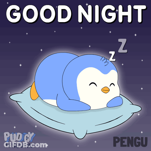 Penguin Sleeping On Pillow Good Night GIF