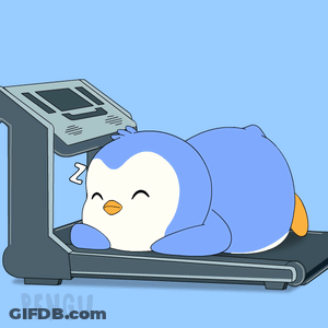 Penguin Sleeping On Treadmill Pengu GIF