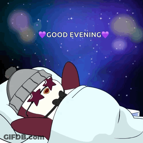 Penguin Sleeping Under Blanket Saying Good Evening GIF