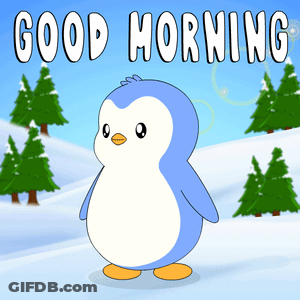 Penguin Standing In Snow Saying Good Morning GIF