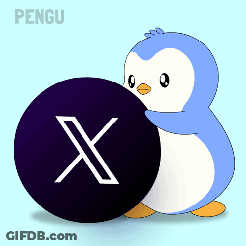 Penguin Standing Next To Black Ball With White X GIF