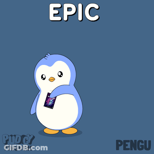Penguin Standing Next To Epic Card GIF
