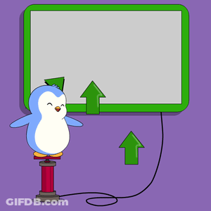 Penguin Standing On Pole In Front Of Graph GIF