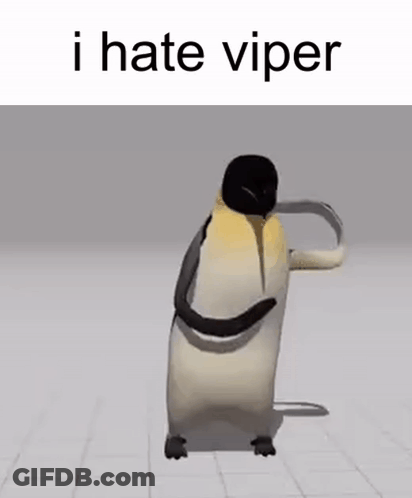 Penguin Standing On Tiled Floor Saying I Hate Viper GIF