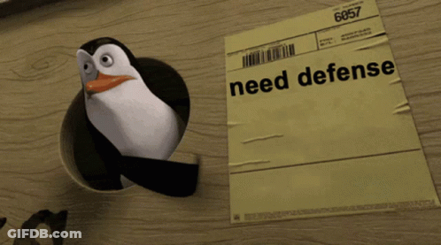 Penguin Sticking Head Out Of Hole Saying Need Defense GIF