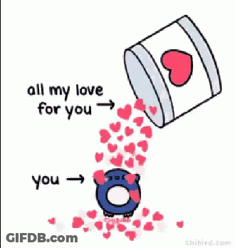 Penguin Surrounded By Hearts All My Love For You GIF