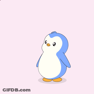 Penguin Surrounded By Pink Hearts GIF