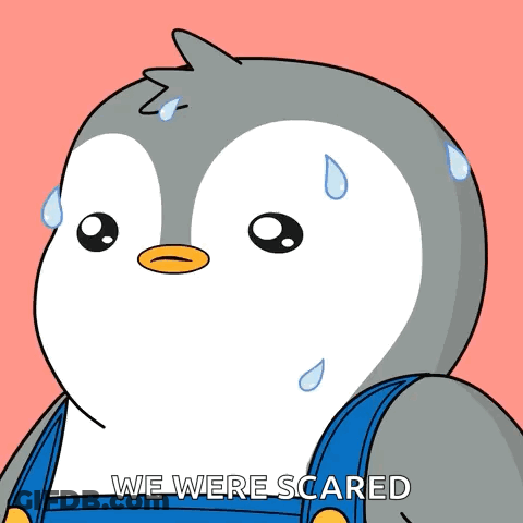 Penguin Sweating Saying We Were Scared GIF