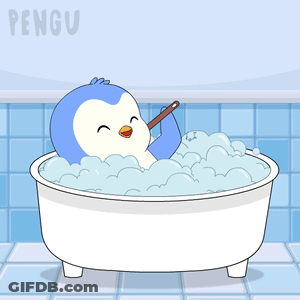 Penguin Taking Bath In Bathtub GIF