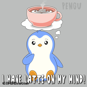 Penguin Thinking About Latte On Head GIF
