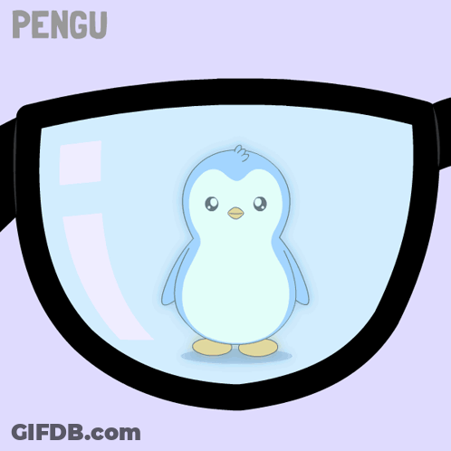 Penguin Through Glasses With Word Pengu GIF