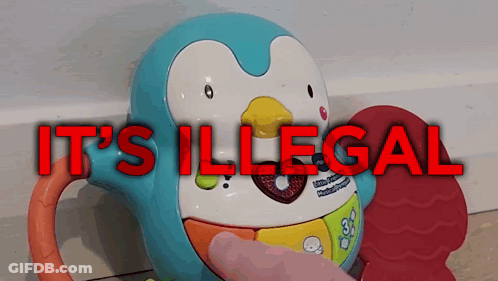 Penguin Toy Saying It's Illegal In Red GIF