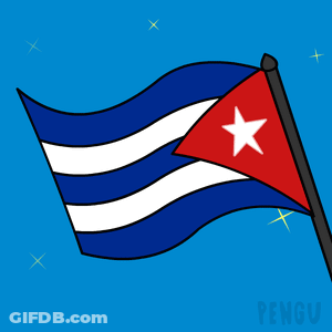 Penguin Waving Cuban Flag With Red Star GIF
