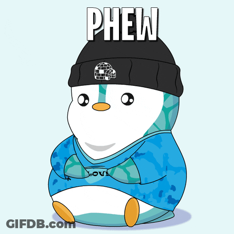 Penguin Wearing Beanie And Phew Sweatshirt GIF