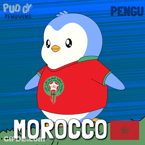 Penguin Wearing Blue Haiti Shirt GIF