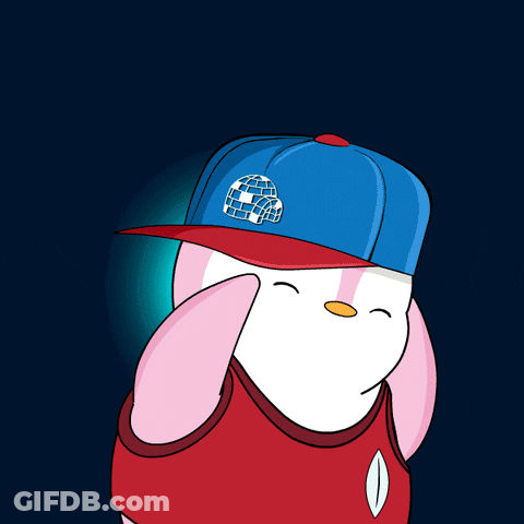 Penguin Wearing Blue Hat With Globe GIF