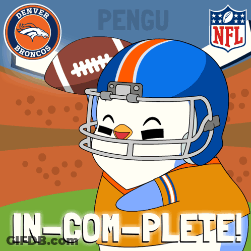Penguin Wearing Broncos Football Helmet GIF