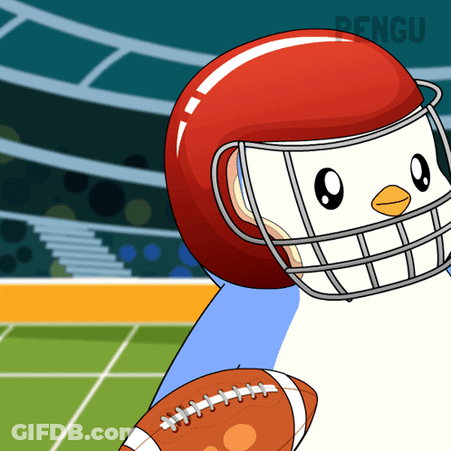 Penguin Wearing Football Helmet Holding Football GIF