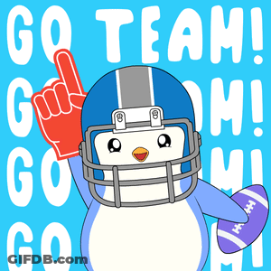 Penguin Wearing Football Helmet Holding Football GIF