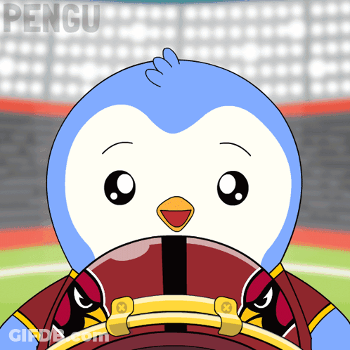 Penguin Wearing Football Helmet With Word Pengu GIF