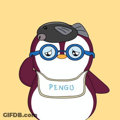 Penguin Wearing Glasses And Bib Named Pengu GIF