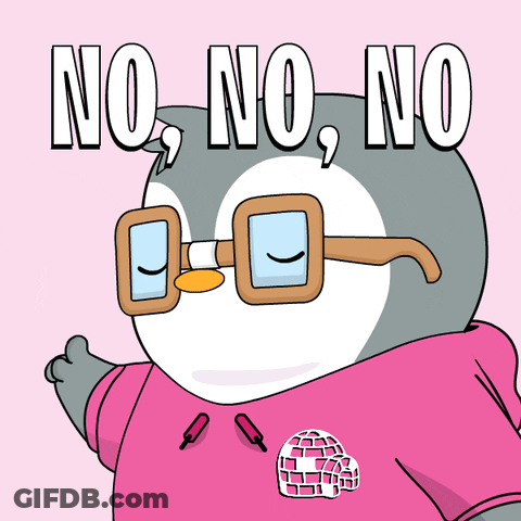 Penguin Wearing Glasses And Pink Shirt Says No GIF