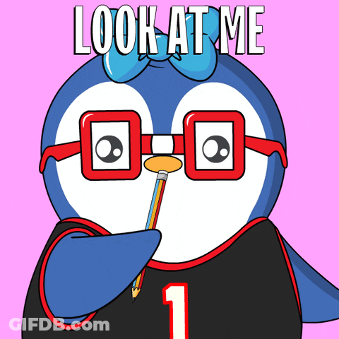 Penguin Wearing Glasses Holding Pencil GIF