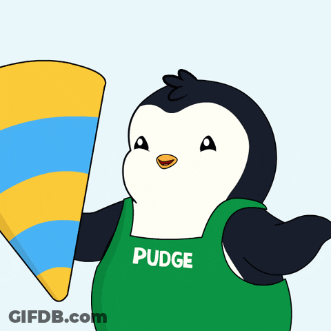 Penguin Wearing Green Apron Pudge GIF